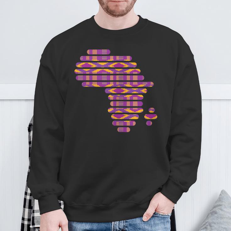 Africa Map Kente Pattern Pink Ghana Style African Sweatshirt Gifts for Old Men