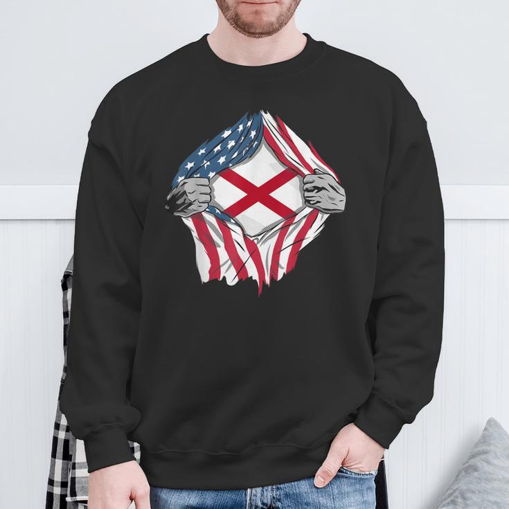 Alabama State Flag American Blood Inside Me Sweatshirt Gifts for Old Men