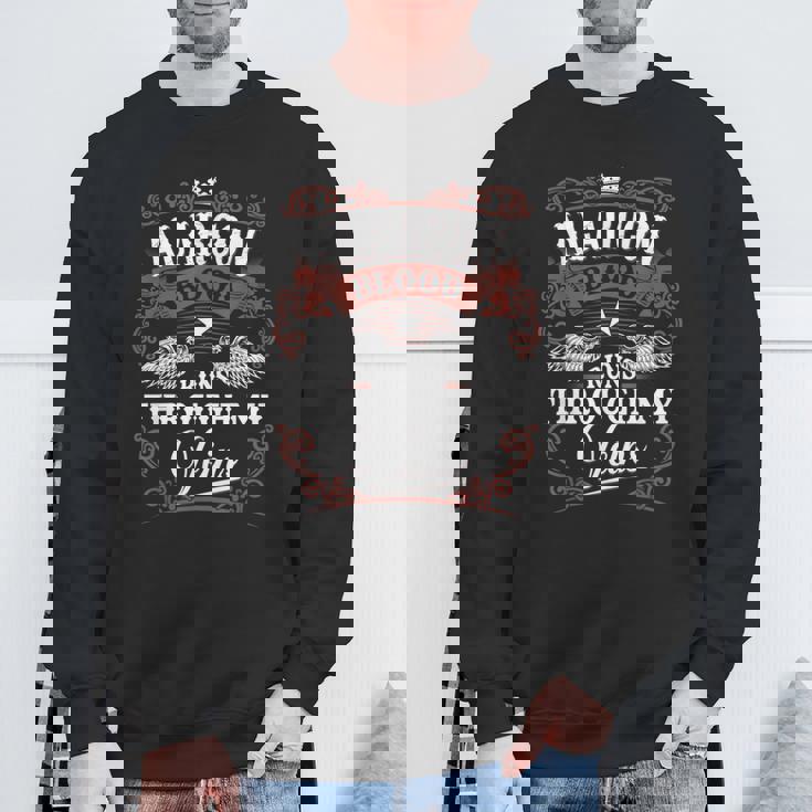 Alarcon Blood Runs Through My Veins Vintage Family Name Sweatshirt Gifts for Old Men