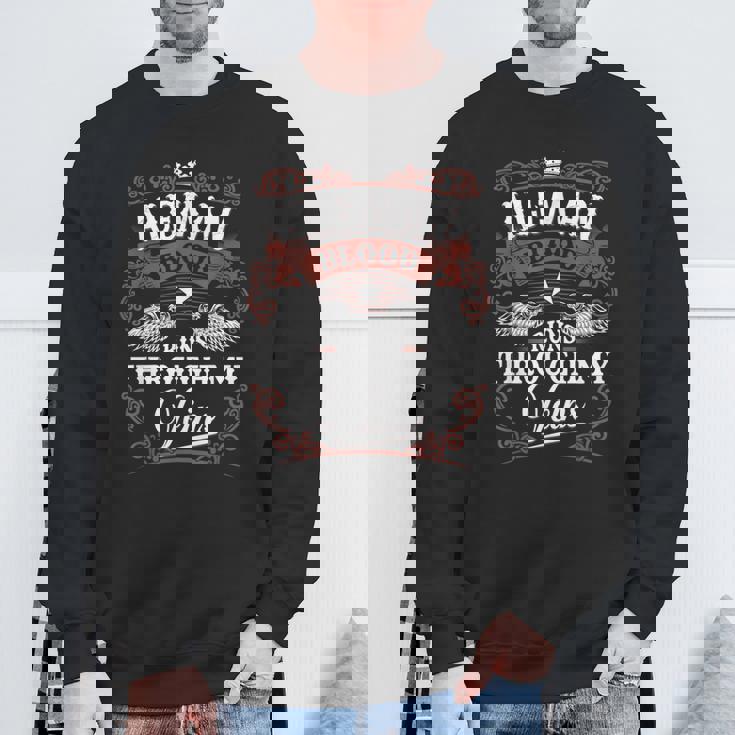 Aleman Blood Runs Through My Veins Vintage Family Name Sweatshirt Gifts for Old Men