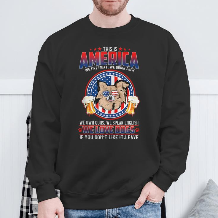 America We Love Dogs Chihuahua Dog And Beer 4Th Of July Sweatshirt Gifts for Old Men