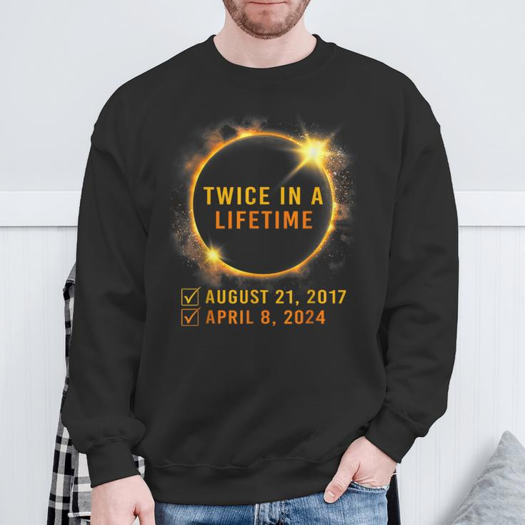 America Solar Eclipse Twice In Lifetime 2024 Solar Eclipse Sweatshirt Gifts for Old Men