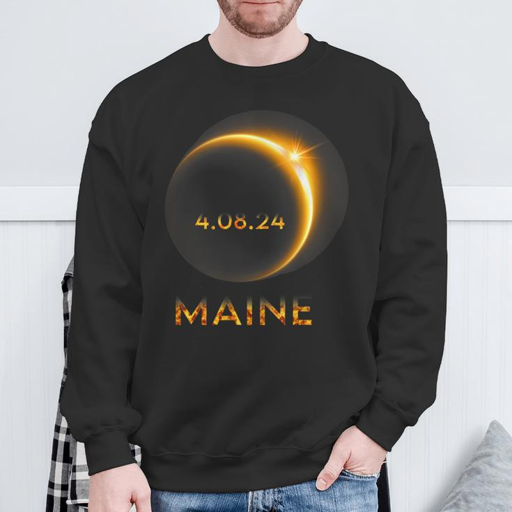 America Total Solar Eclipse 2024 Maine 04 08 24 Usa Sweatshirt Gifts for Old Men