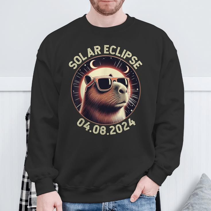 America Totality 40824 Retro Capybara Solar Eclipse 2024 Sweatshirt Gifts for Old Men