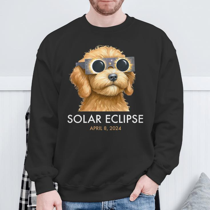 America Totality Solar Eclipse 2024 Cute Doodle Dog Dad Mom Sweatshirt Gifts for Old Men