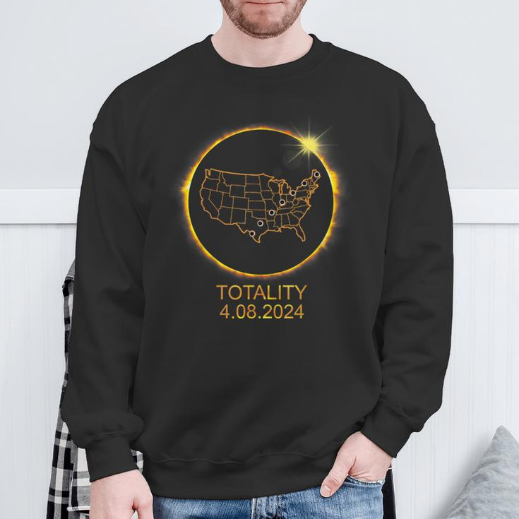 America Totality Total Solar Eclipse April 8 2024 Usa Map Sweatshirt Gifts for Old Men