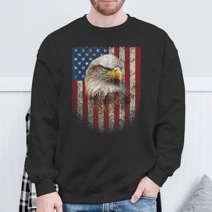 American Flag Bald Eagle Patriotic Red White Blue Sweatshirt Gifts for Old Men