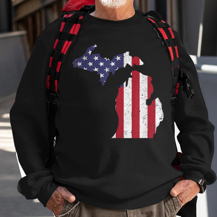 American Flag Fourth Of July 4Th Michigan Usa Sweatshirt Gifts for Old Men