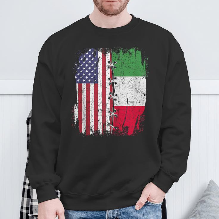 American Flag With Italian Flag Italy Sweatshirt Gifts for Old Men