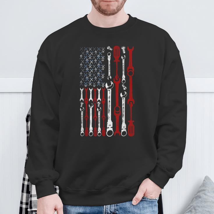 American Flag Mechanic Patriotic Mechanic Usa Flag Sweatshirt Gifts for Old Men