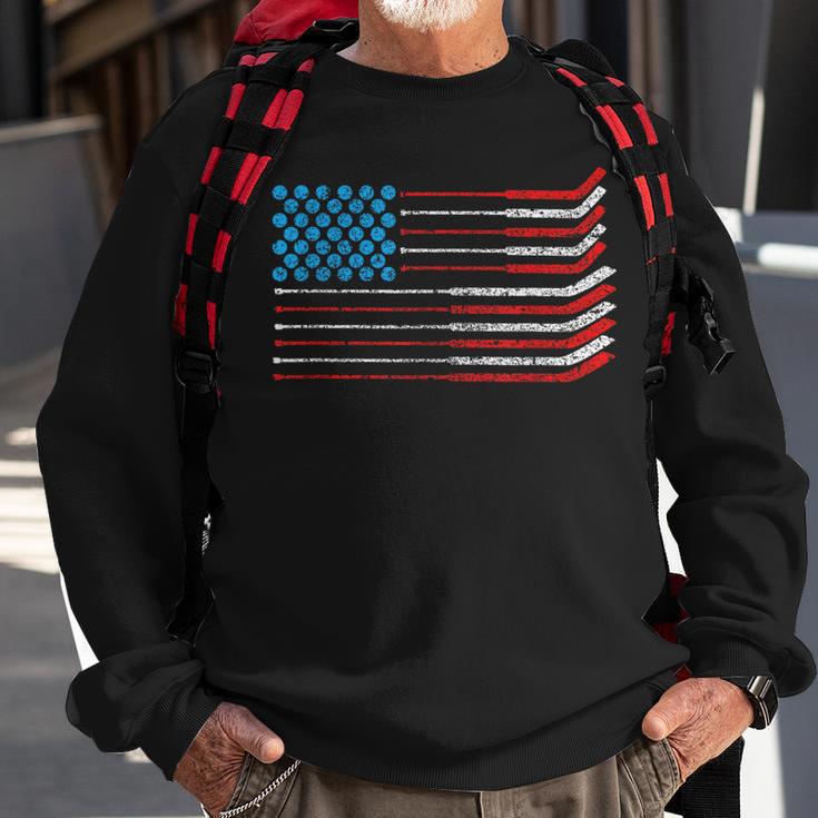 American Flag Patriotic 4Th Of July Hockey Sweatshirt Gifts for Old Men