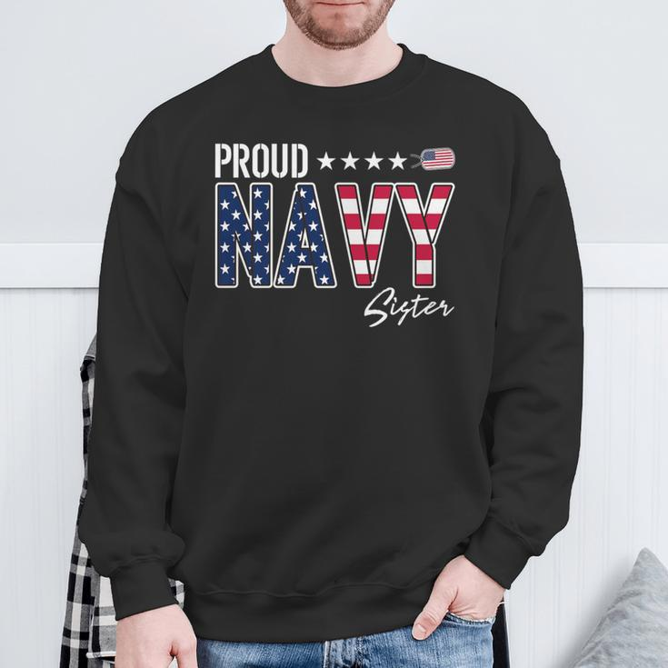 American Flag Proud Navy Sister Sweatshirt Gifts for Old Men
