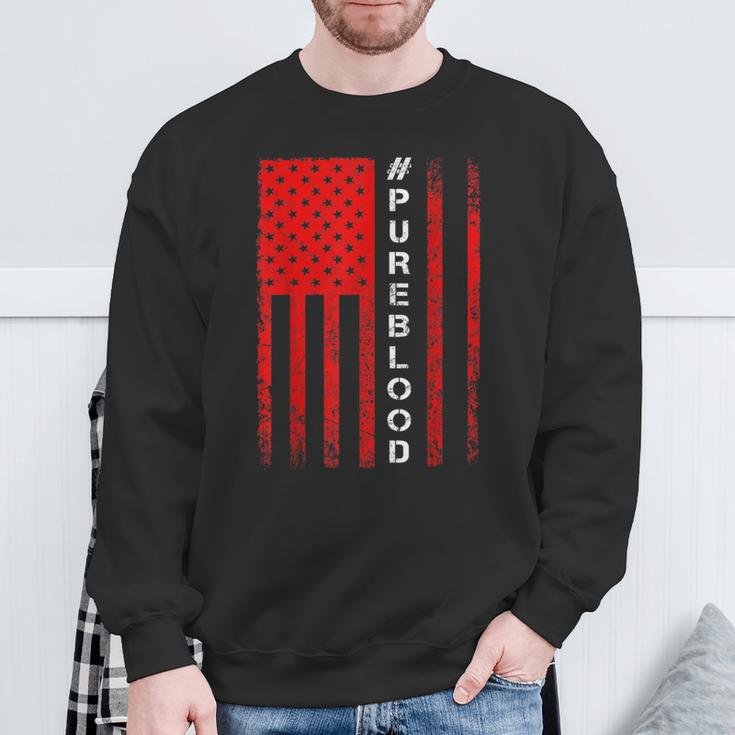 American Flag Pureblood I Am Pure Blood Non-Gmo Sweatshirt Gifts for Old Men