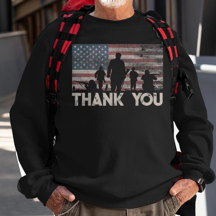 American Flag Thank You Military Appreciation Sweatshirt Gifts for Old Men