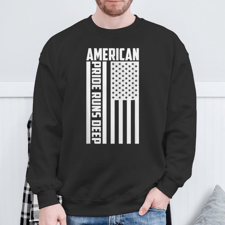 American Pride Runs Deep I Usa Flag Sweatshirt Gifts for Old Men