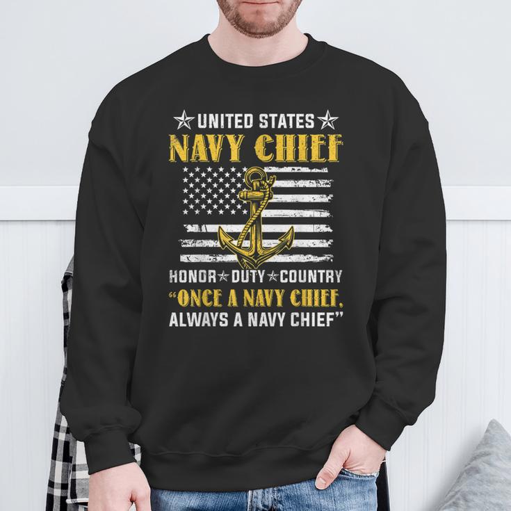 American Veteran Once A Navy Chief Always A Navy Chief Sweatshirt Gifts for Old Men