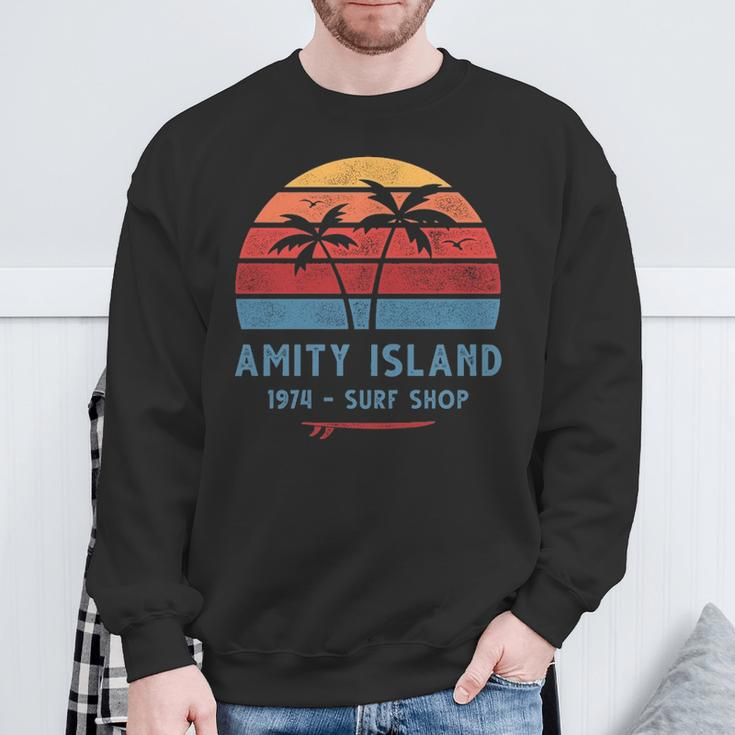 Amity Island Surf 1974 Surf Shop Sunset Surfing Vintage Sweatshirt Gifts for Old Men