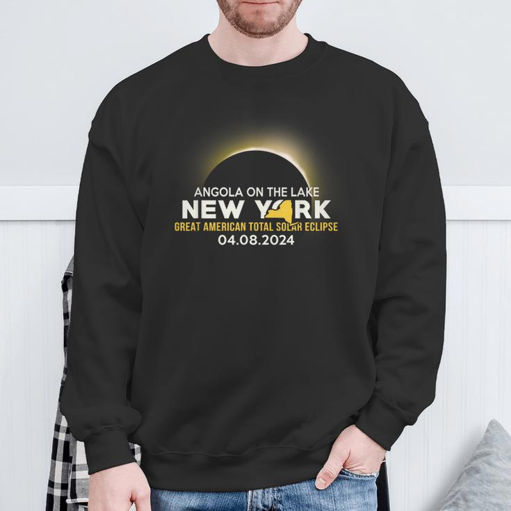 Angola On The Lake Ny New York Total Solar Eclipse 2024 Sweatshirt Gifts for Old Men