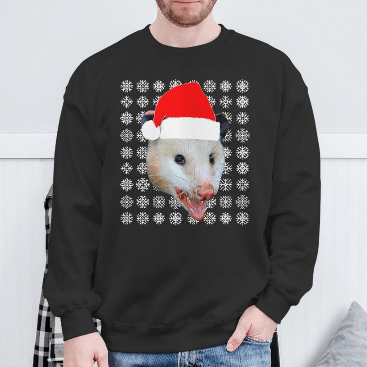 Animals In Santa Hats Road Kill Opossum Christmas Sweatshirt Gifts for Old Men