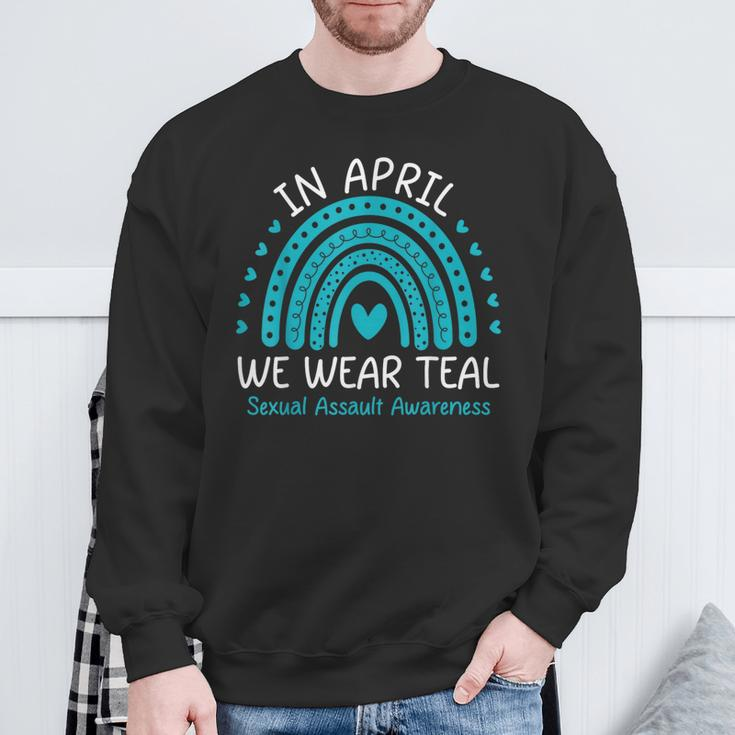 In April We Wear Teal Sexual Assault Awareness Month Sweatshirt Gifts for Old Men