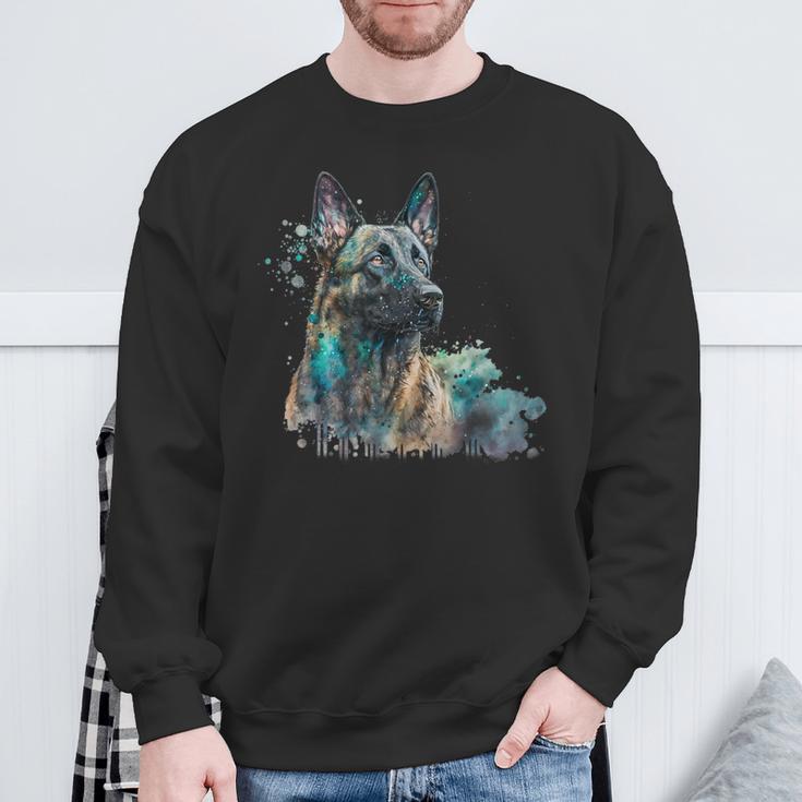 Aquarell Splash Dutchie Hollandse Herder Dutch Shepherd Sweatshirt Geschenke für alte Männer