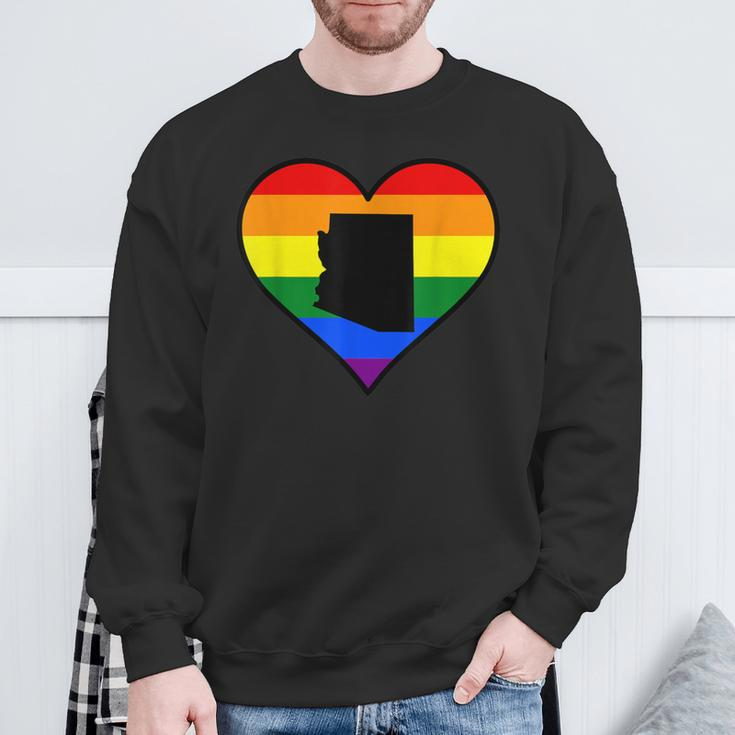 Arizona Gay Pride Heart Sweatshirt Gifts for Old Men