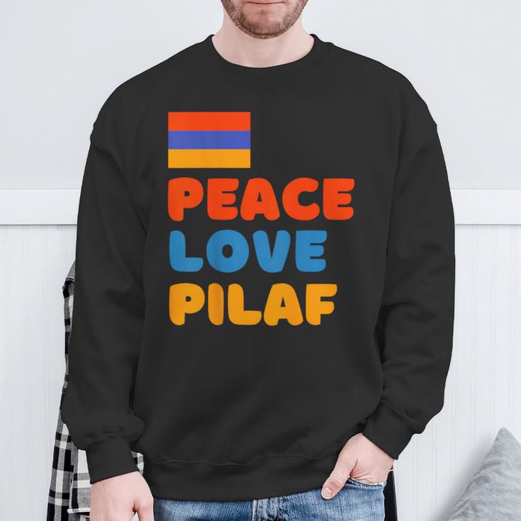 Armenian Flag Peace Love Pilaf Armenian Rice Lover Food Sweatshirt Gifts for Old Men