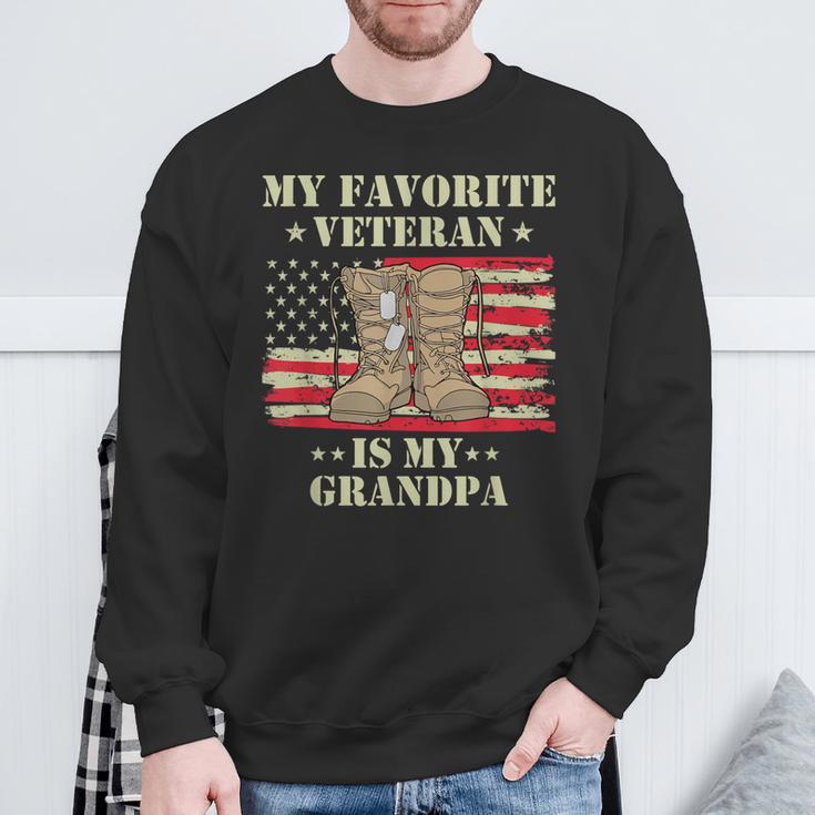 Army Veterans Day My Favorite Veteran Is My Grandpa Kids Sweatshirt Gifts for Old Men