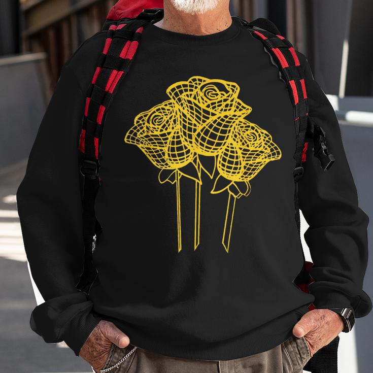 Artistic Yellow Roses Geometric Line Drawing Sweatshirt Gifts for Old Men
