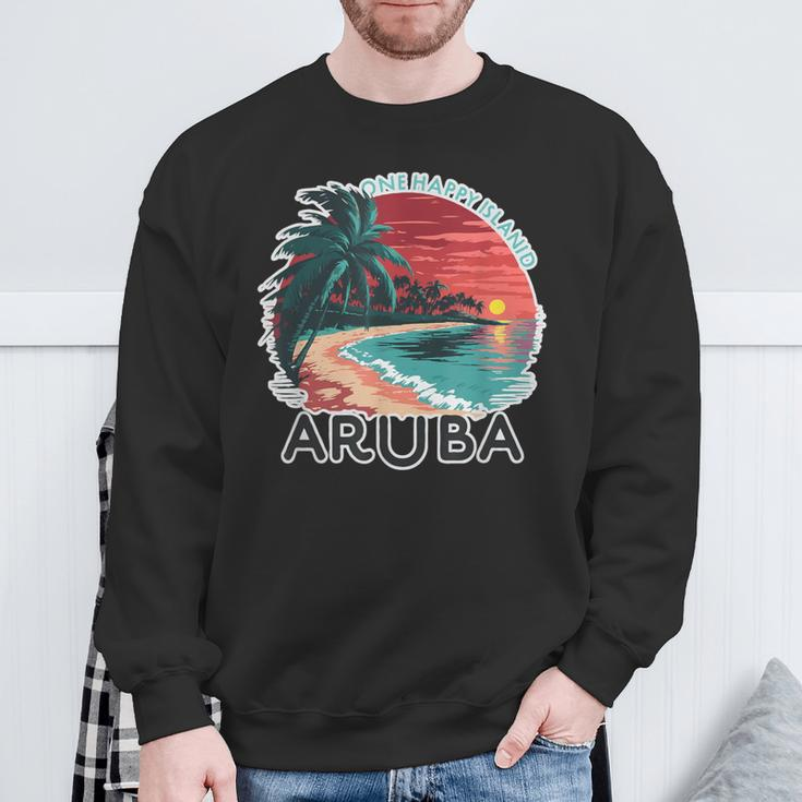 Aruba's One Happy Island Beautiful Sunset Beach Sweatshirt Gifts for Old Men