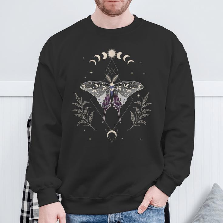 Asexual Luna Moth Cottagecore Lgbt Ace Demisexual Pride Flag Sweatshirt Gifts for Old Men