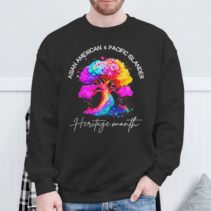 Asian American Pacific Islander Heritage Colorful Tree Sweatshirt Gifts for Old Men