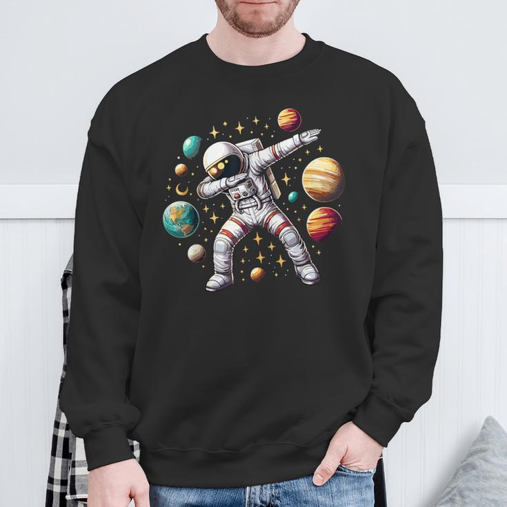 Astronaut Dabbing In Space Cosmic Galaxy Adventure Sweatshirt Gifts for Old Men