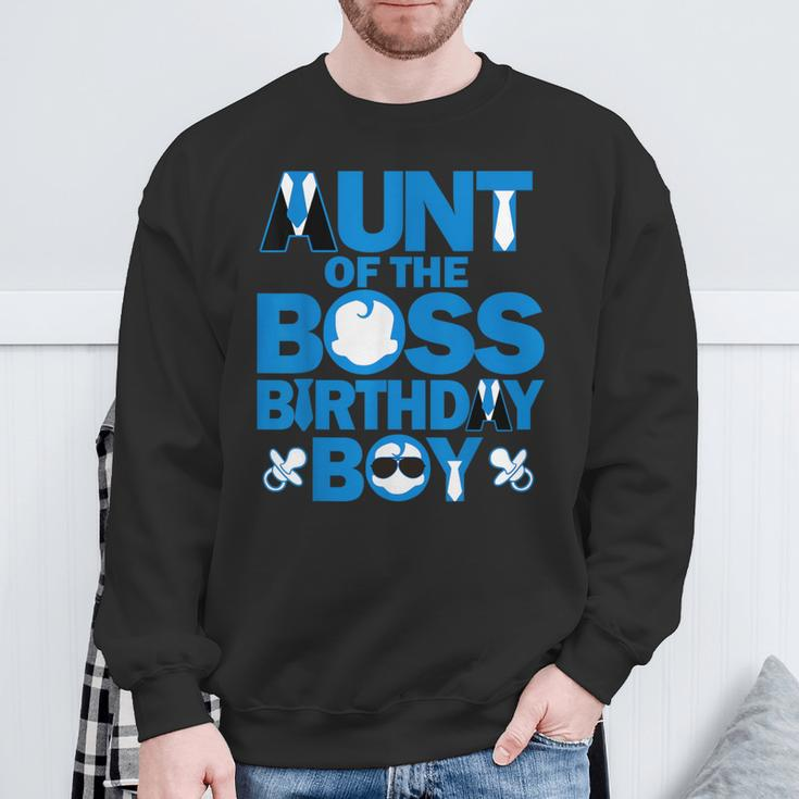 Aunt Of The Boss Birthday Boy Baby Family Party Decorations Sweatshirt Gifts for Old Men