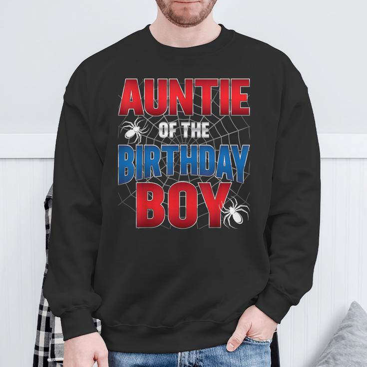 Auntie Of The Birthday Boy Costume Spider Web Birthday Party Sweatshirt Gifts for Old Men