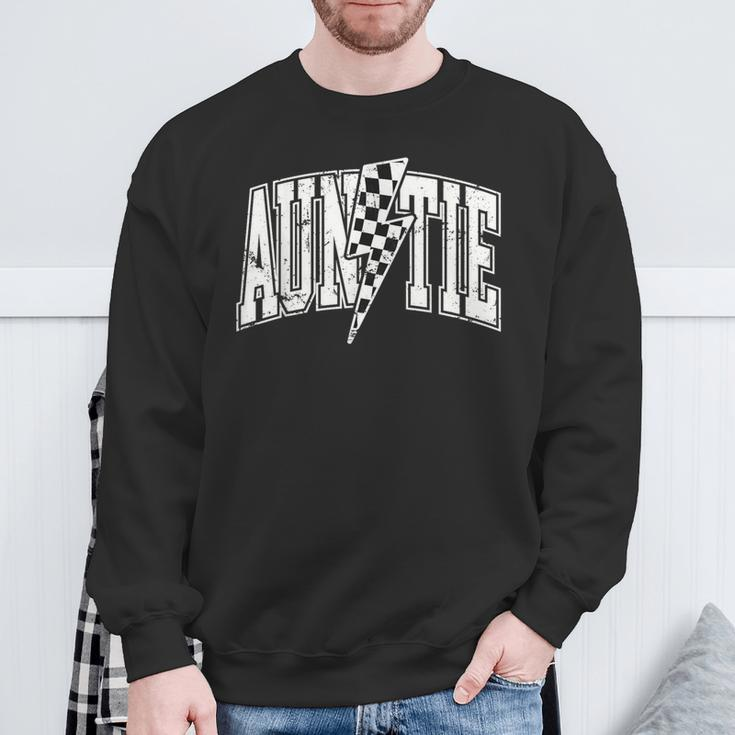 Auntie Hosting Race Car Pit Crew Checkered Birthday Party Sweatshirt Gifts for Old Men