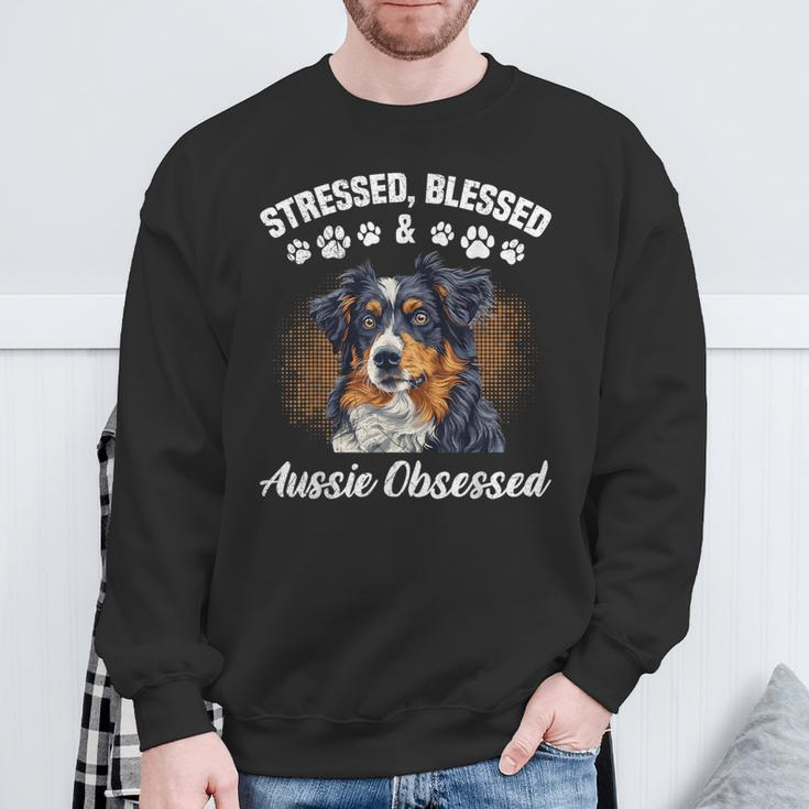 Australian Shepherd Stressed Blessed Aussie Lustig Besitzer Sweatshirt Geschenke für alte Männer