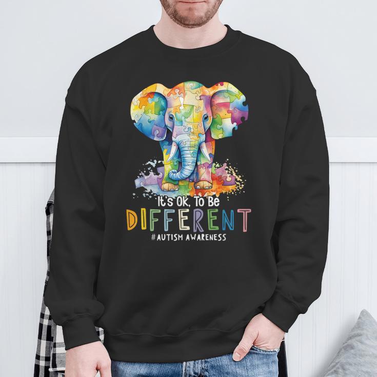 Autism Awareness Acceptance Elephant It's Ok To Be Different Sweatshirt Gifts for Old Men