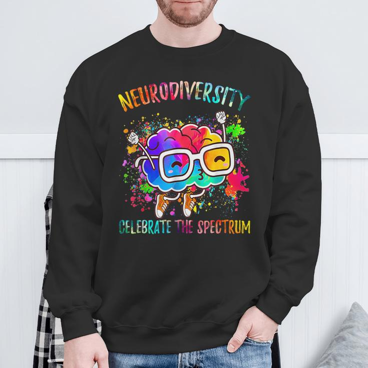Autism Awareness Neurodiversity Celebrate The Spectrum Brain Sweatshirt Gifts for Old Men