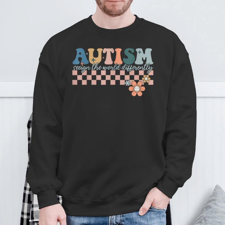 Autism Awareness Autism Seeing The World Differently Sweatshirt Gifts for Old Men