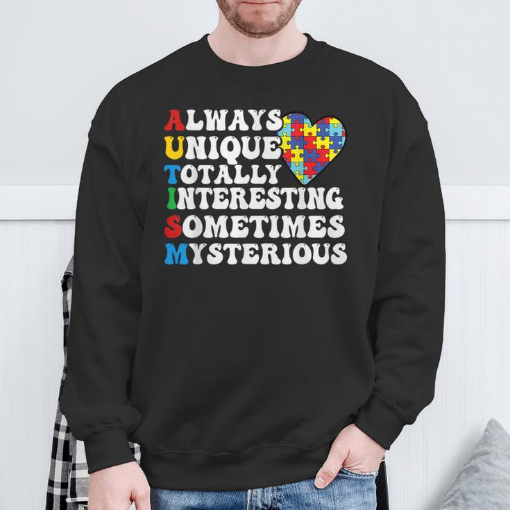 Autism Awareness Support Saying With Puzzle Pieces Sweatshirt Gifts for Old Men