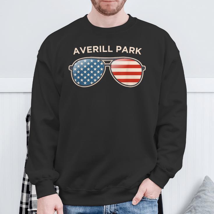 Averill Park Ny Vintage Us Flag Sunglasses Sweatshirt Gifts for Old Men