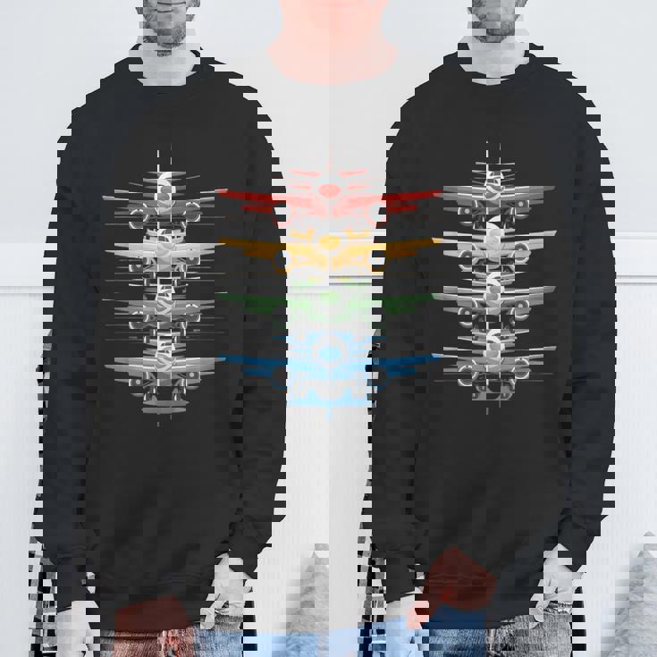 Aviation Airplane Flying Airline Colorful Enthusiast Pilot Sweatshirt Gifts for Old Men