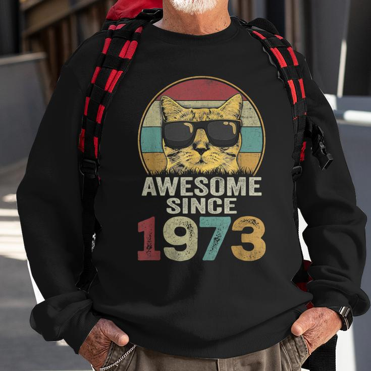 Awesome Since 1973 50Th Birthday 50 Year Old Cat Lovers Sweatshirt Gifts for Old Men