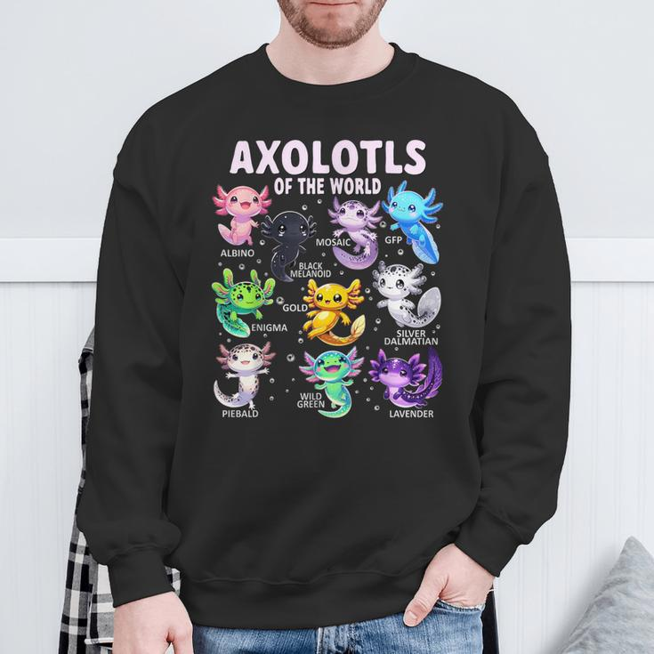 Axolotl Kawaii Axolotls Of The World Axolotl Animals Sweatshirt Gifts for Old Men