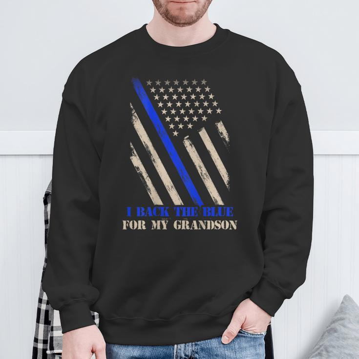 Back The Blue For My Grandson Police Officer's Grandparents Sweatshirt Gifts for Old Men