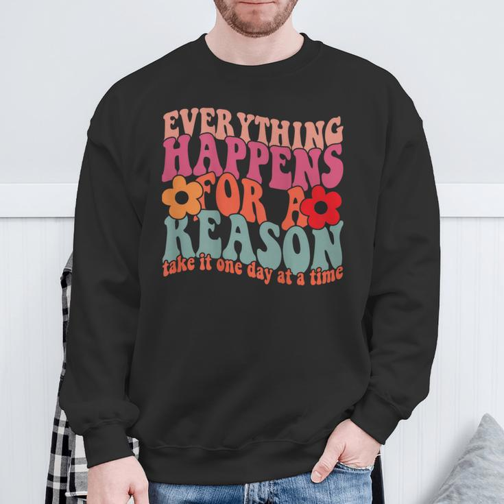 Words On Back Positive Everything Happens For Reason Sweatshirt Gifts for Old Men