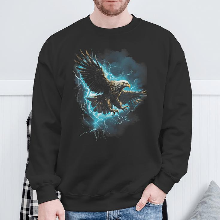 Bald Eagle Bird Nature Usa Lightning Sweatshirt Gifts for Old Men
