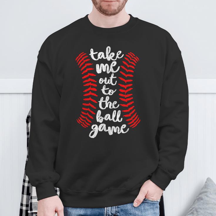 Take Me Out Ball Game Baseball Song Red Blue Black Sweatshirt Gifts for Old Men