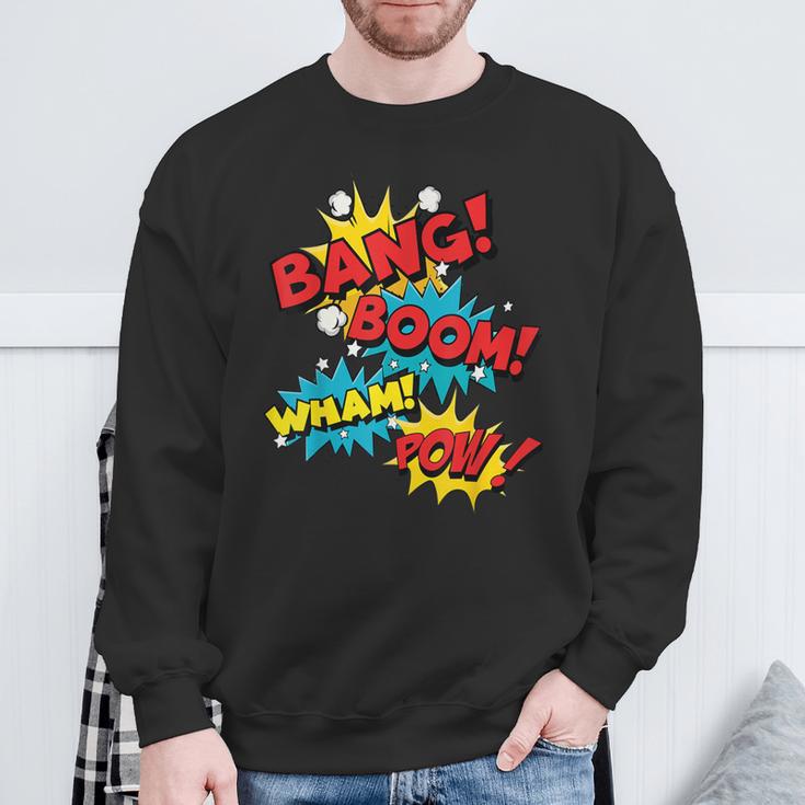 Bang Boom Pow Wham Comic Bubbles Sweatshirt Gifts for Old Men